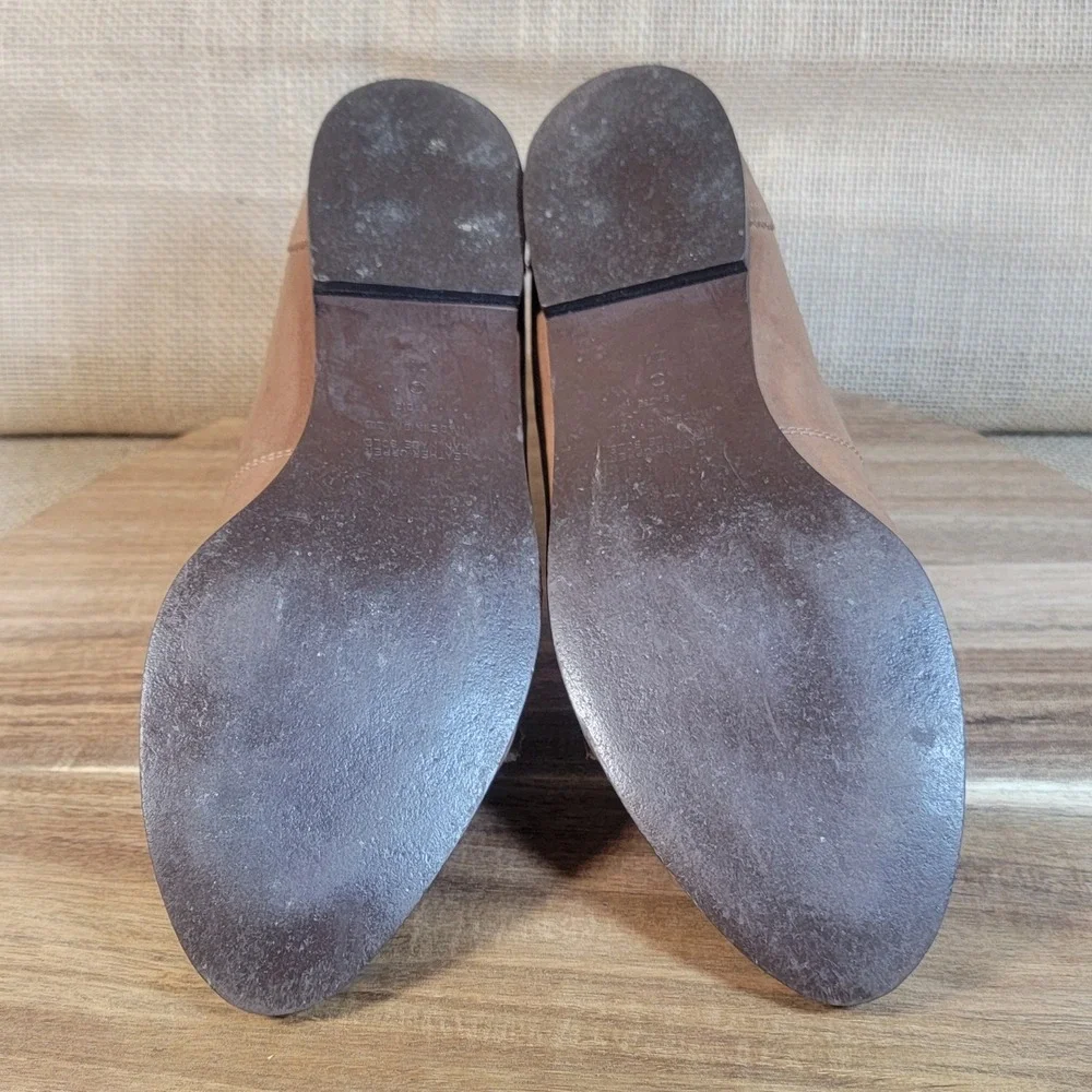 9 West Women's Loafers Brown‎ Leather Slip On Flats Fringe Detail Size 7 M